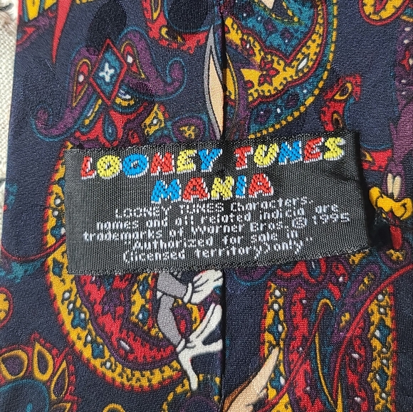 1995 Vintage RARE Looney Tunes Mania silk tie - Picture 6 of 8